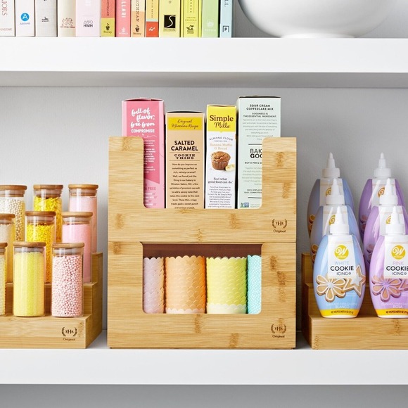 The Home Edit Bamboo Open Front Small Storage and Organizing Bins 2 pack Netflix - Picture 4 of 7